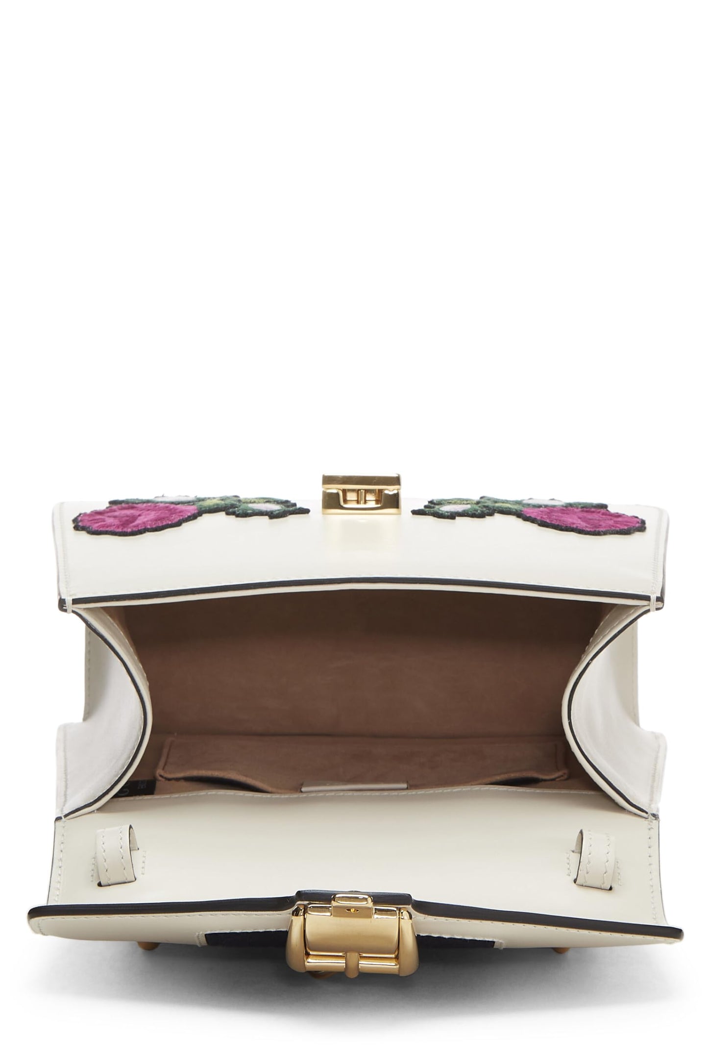 Gucci,  White Embroidered Leather Web Sylvie, White