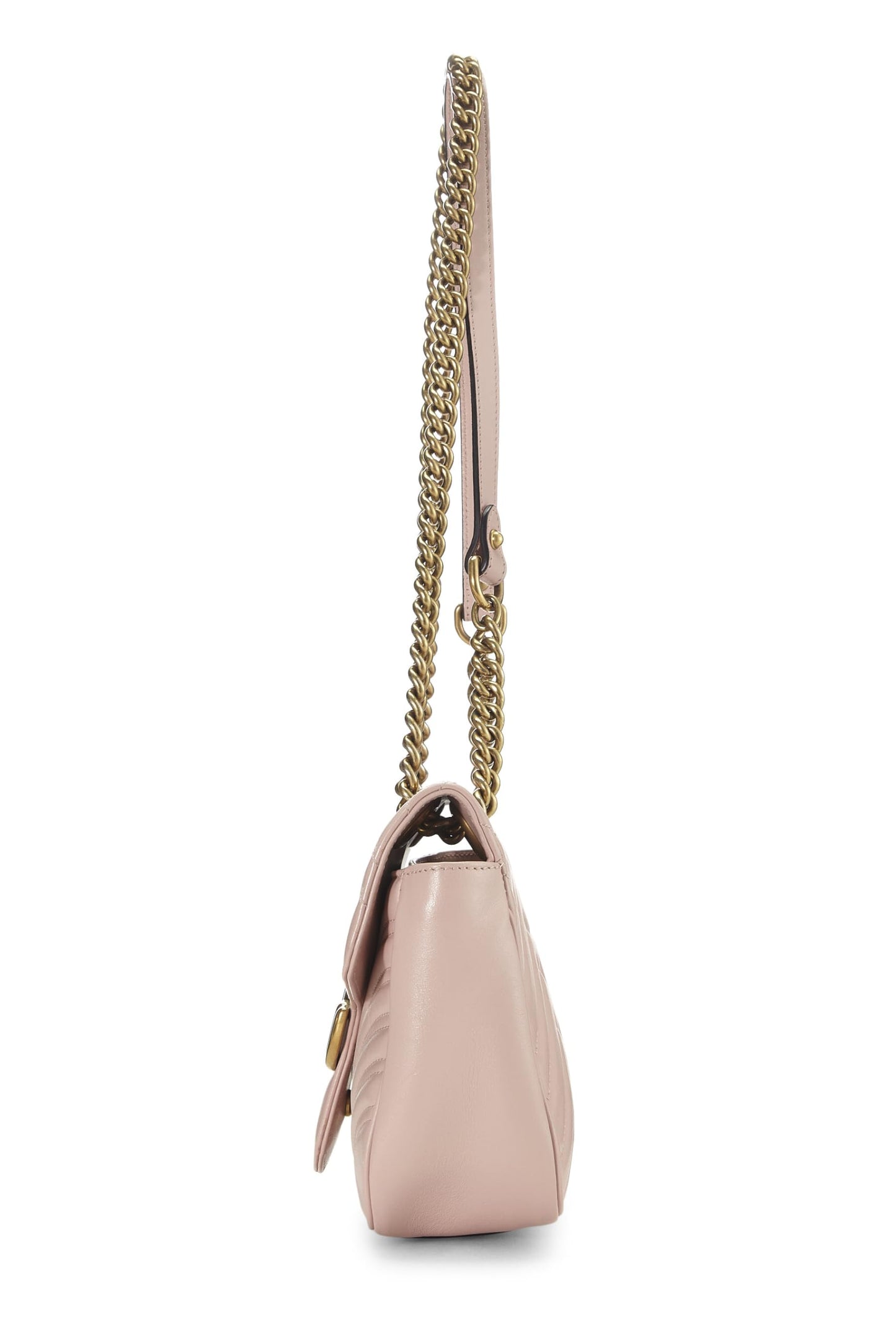 Gucci,  Pink Leather GG Marmont Shoulder Bag Small, Pink