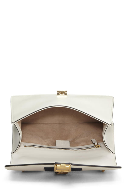 Gucci,  White Leather Sylvie Shoulder Bag, White