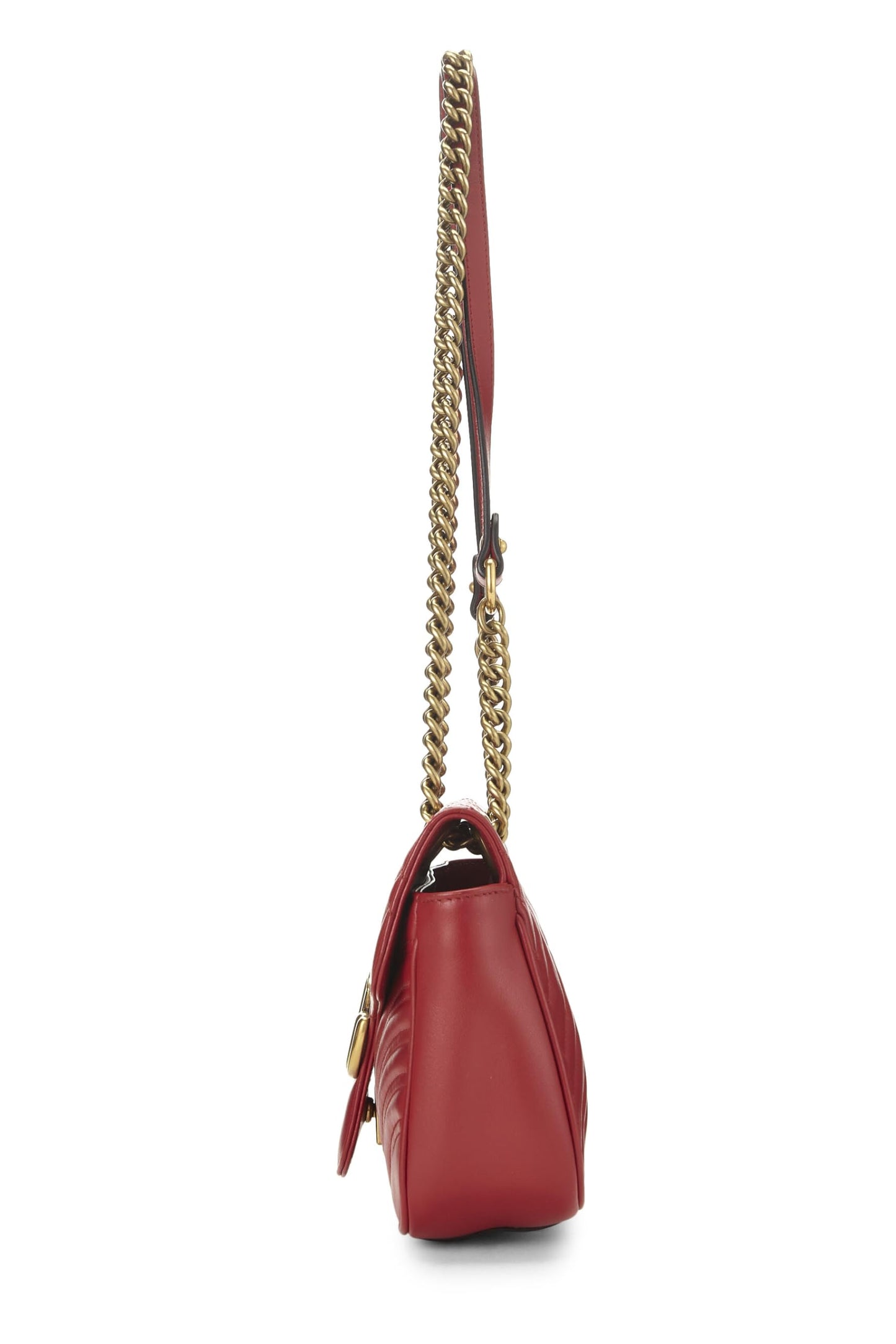 Gucci,  Red Leather GG Marmont Shoulder Bag Small, Red