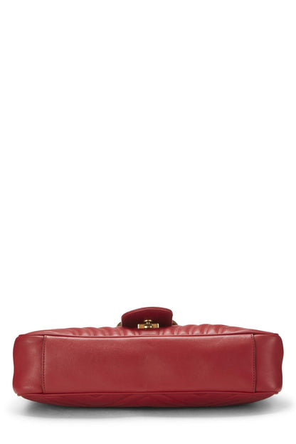 Gucci,  Red Leather GG Marmont Matelassé Shoulder Bag, Red