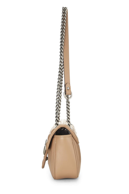 Gucci,  Beige Leather GG Marmont Shoulder Bag, Beige