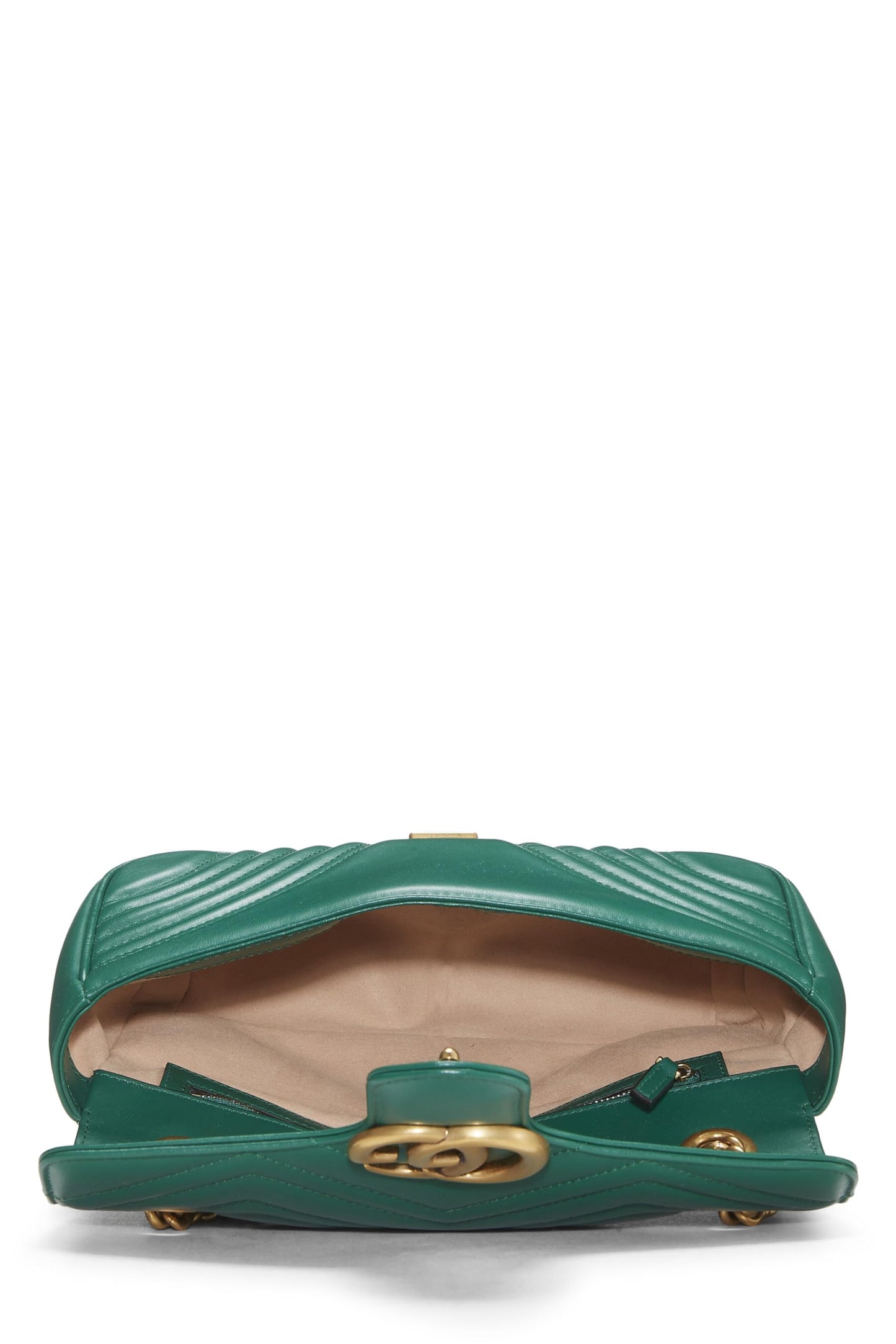 Gucci,  Green Leather GG Marmont Shoulder Bag Small, Green