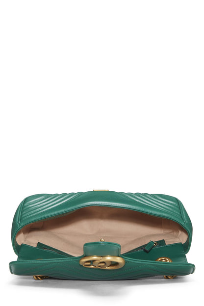 Gucci,  Green Leather GG Marmont Shoulder Bag Small, Green