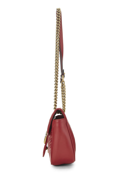 Gucci,  Red Leather GG Marmont Shoulder Bag Small, Red