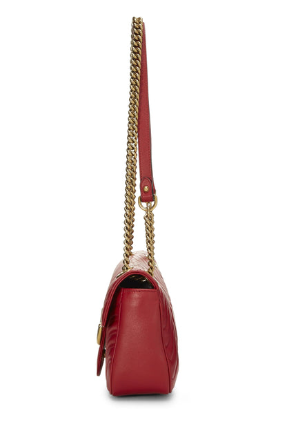 Gucci,  Red Leather GG Marmont Shoulder Bag Small, Red