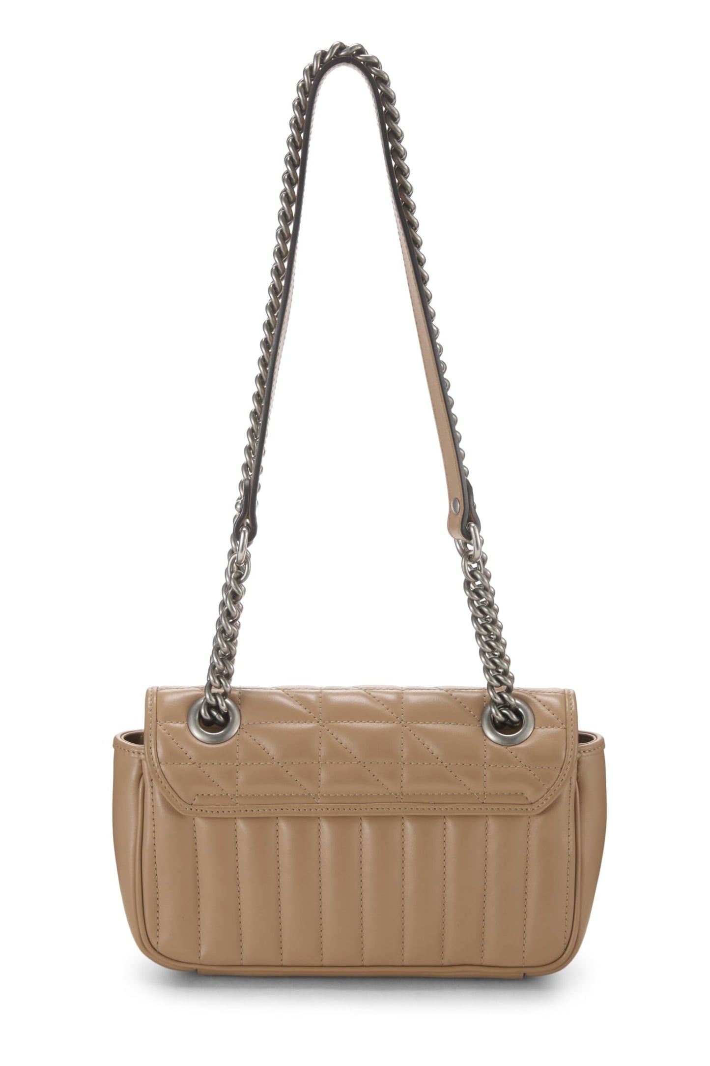 Gucci,  Beige Leather Marmont Matelassé Shoulder Bag, Brown