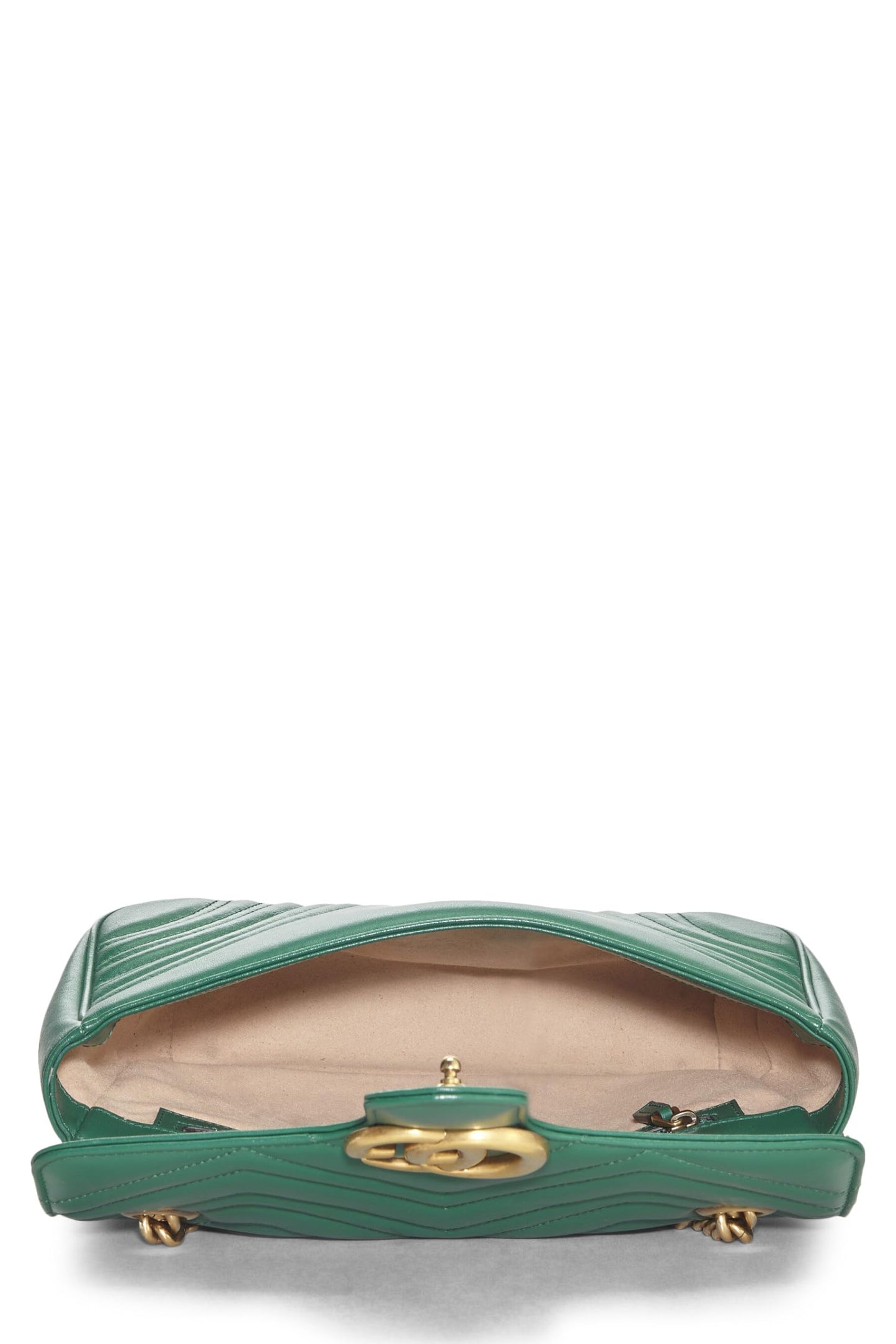 Gucci,  Green Leather Matelassé Marmont Shoulder Bag Small, Green