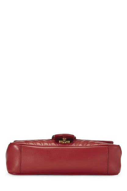 Gucci,  Red Leather GG Marmont Shoulder Bag Small, Red