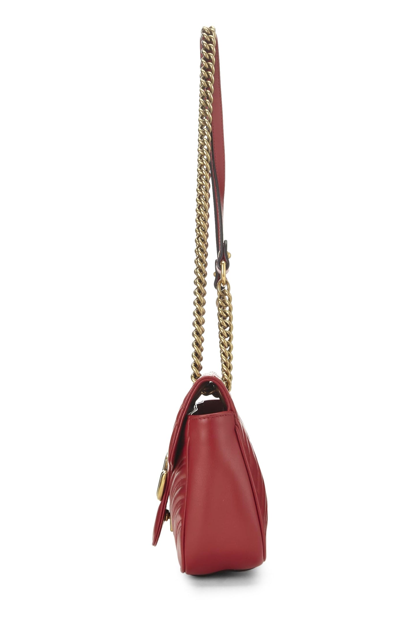 Gucci,  Red Leather GG Marmont Shoulder Bag Small, Red