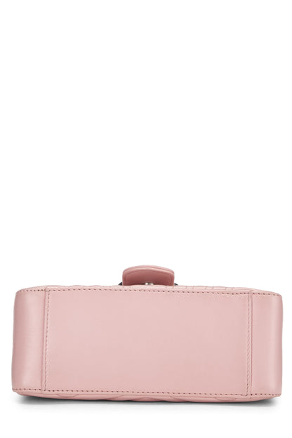 Gucci,  Pink Leather GG Marmont Top Handle Flap Bag Mini, Pink