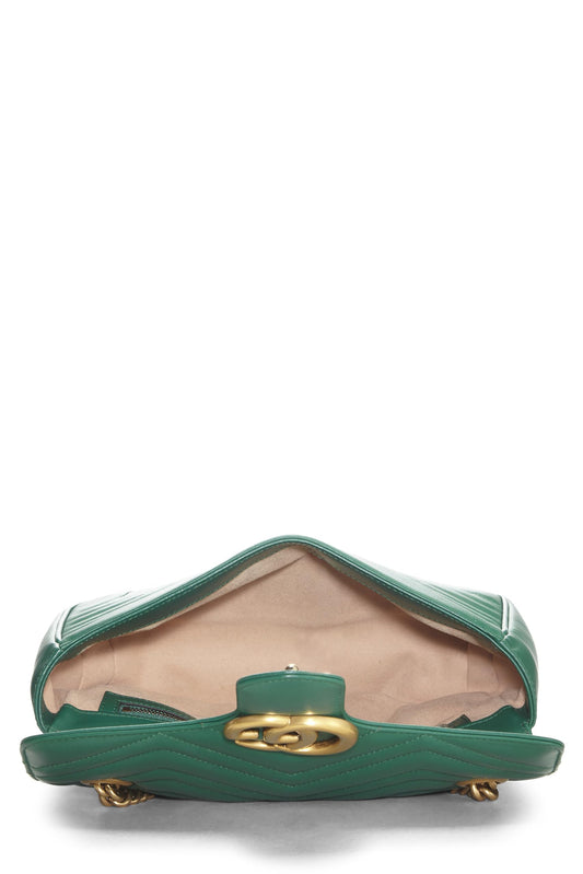 Gucci,  Green Leather GG Marmont Shoulder Bag Small, Green