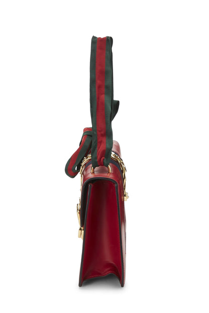 Gucci,  Red Leather Sylvie Shoulder Bag, Red