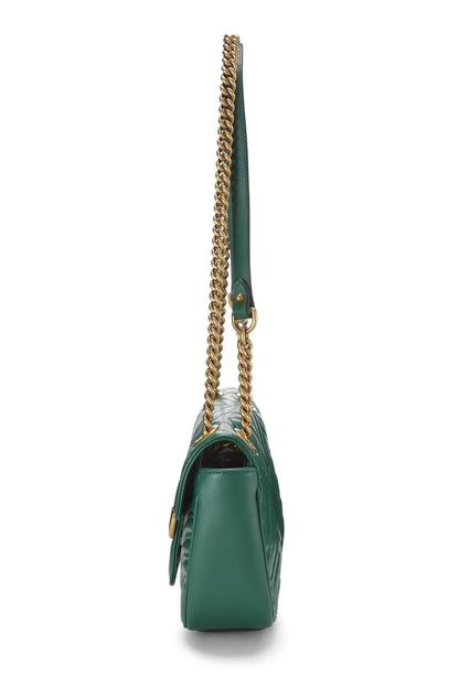 Gucci,  Green Leather GG Marmont Shoulder Bag Small, Green