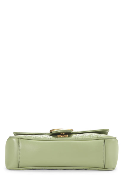 Gucci,  Green Leather Torchon GG Marmont Shoulder Bag Small, Green