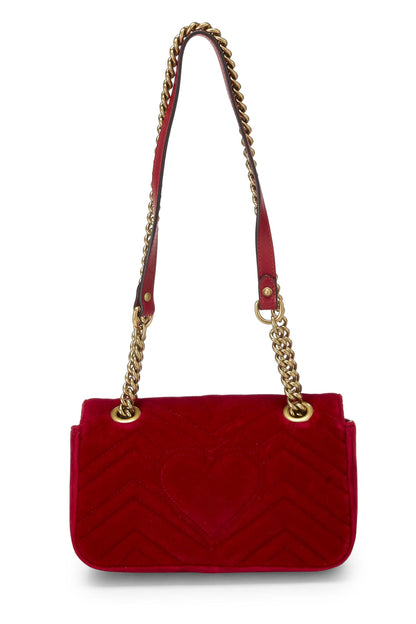 Gucci,  Red Velvet GG Marmont Shoulder Bag Mini, Red