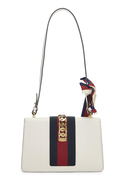 Gucci,  White Leather Sylvie Shoulder Bag, White