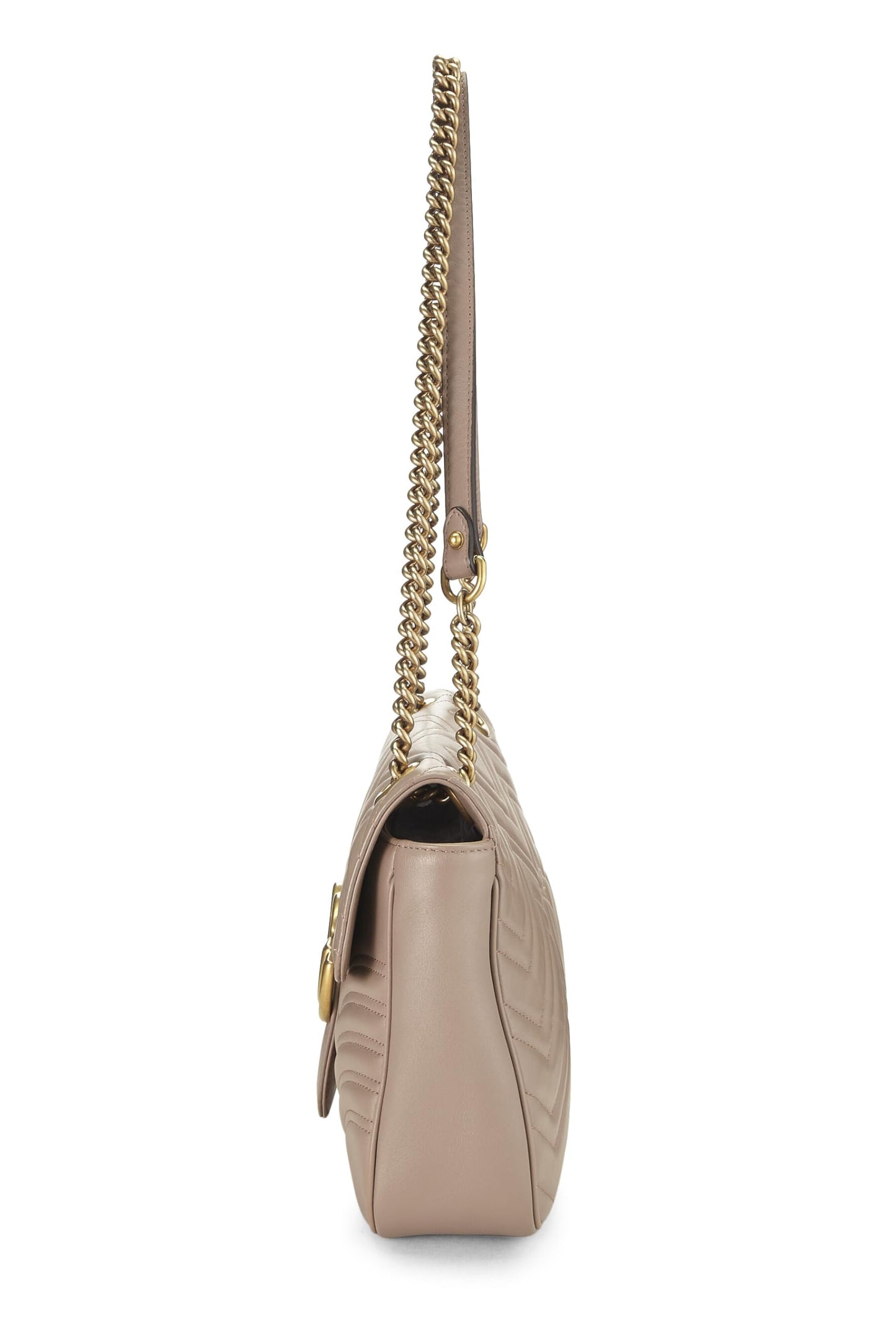 Gucci,  Beige Leather GG Marmont Shoulder Bag, Beige