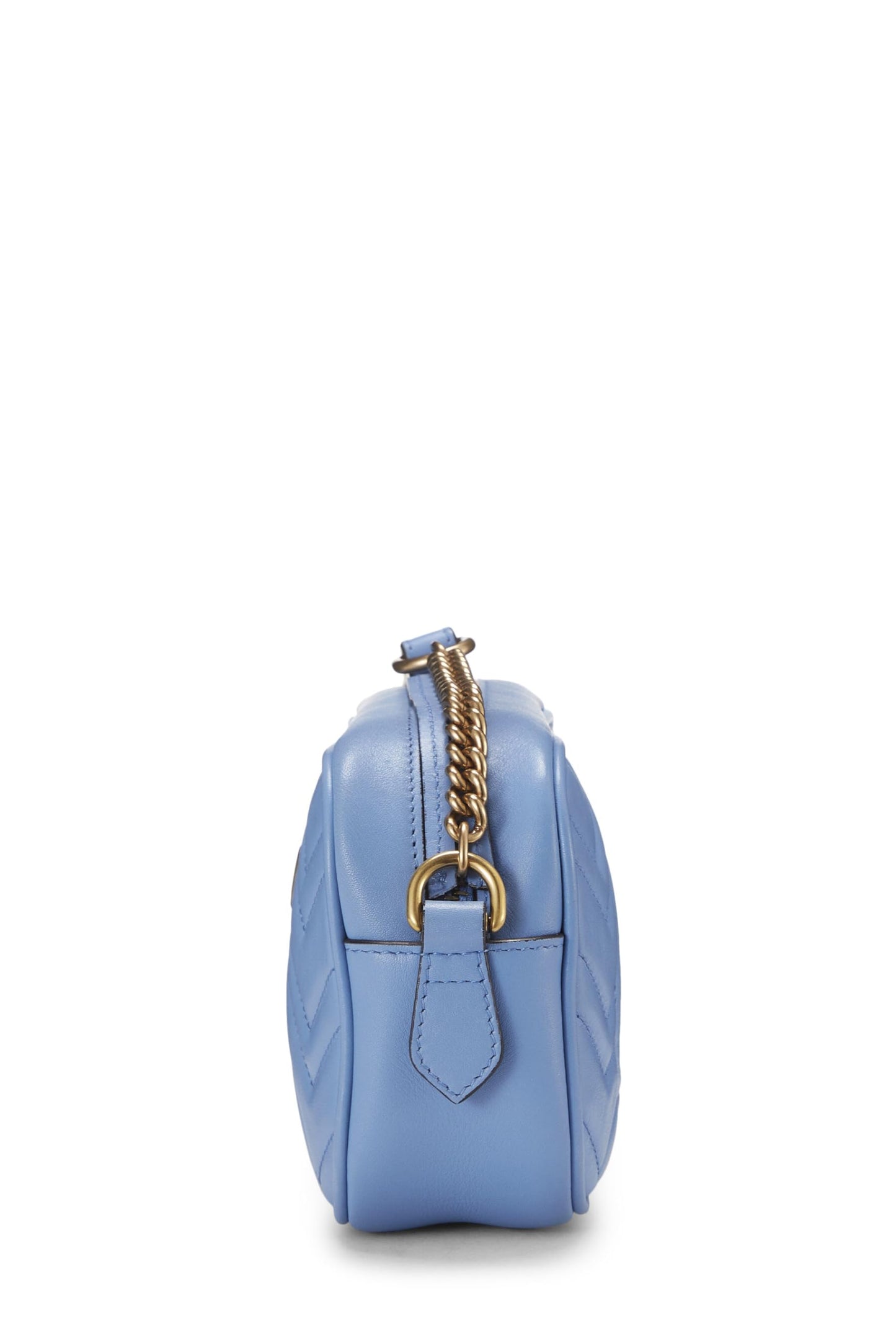 Gucci,  Blue Leather GG Marmont Crossbody Mini, Blue