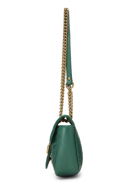 Gucci,  Green Leather GG Marmont Shoulder Bag Small, Green