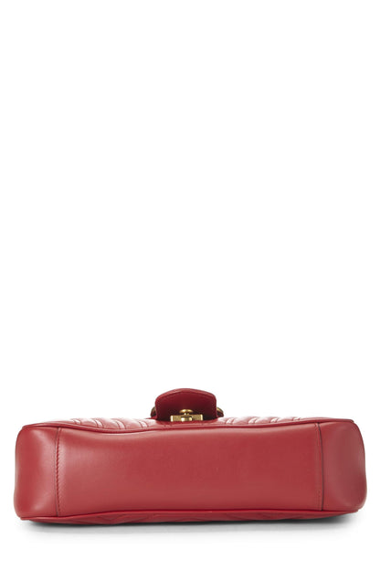 Gucci,  Red Leather GG Marmont Shoulder Bag Small, Red