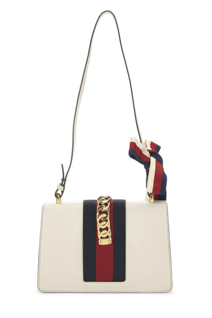 Gucci,  White Leather Sylvie Shoulder Bag Small, White