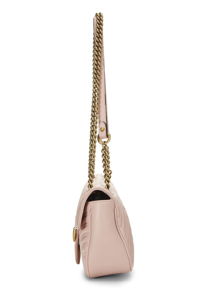 Gucci,  Pink Leather GG Marmont Shoulder Bag Small, Pink