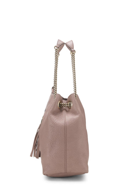 Gucci,  Pink Leather Soho Chain Tote, Pink