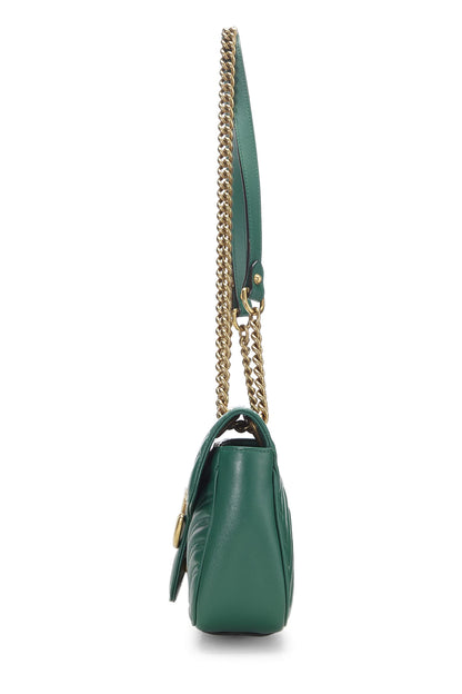 Gucci,  Green Leather Marmont Shoulder Bag Small, Green