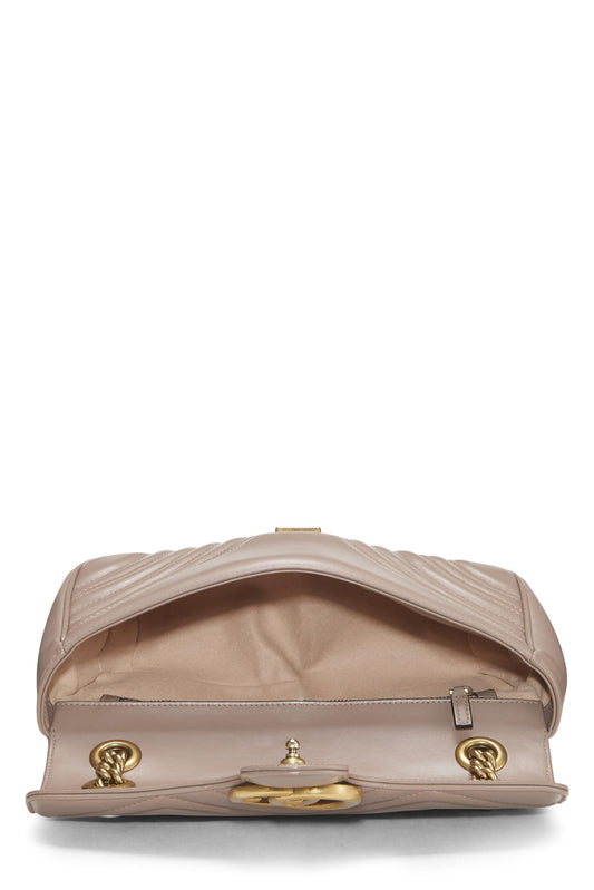 Gucci,  Beige Leather GG Marmont Shoulder Bag Small, Pink