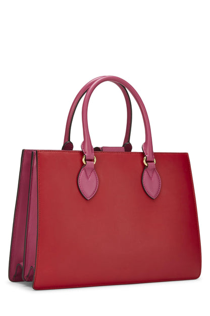 Gucci,  Pink & Red Leather Top Handle Tote, Multi