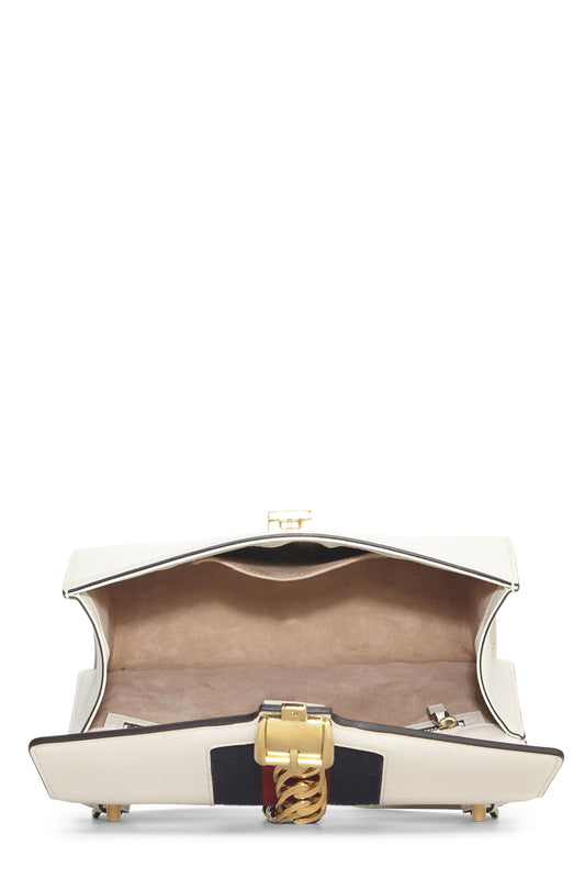 Gucci,  White Leather Sylvie Shoulder Bag, White