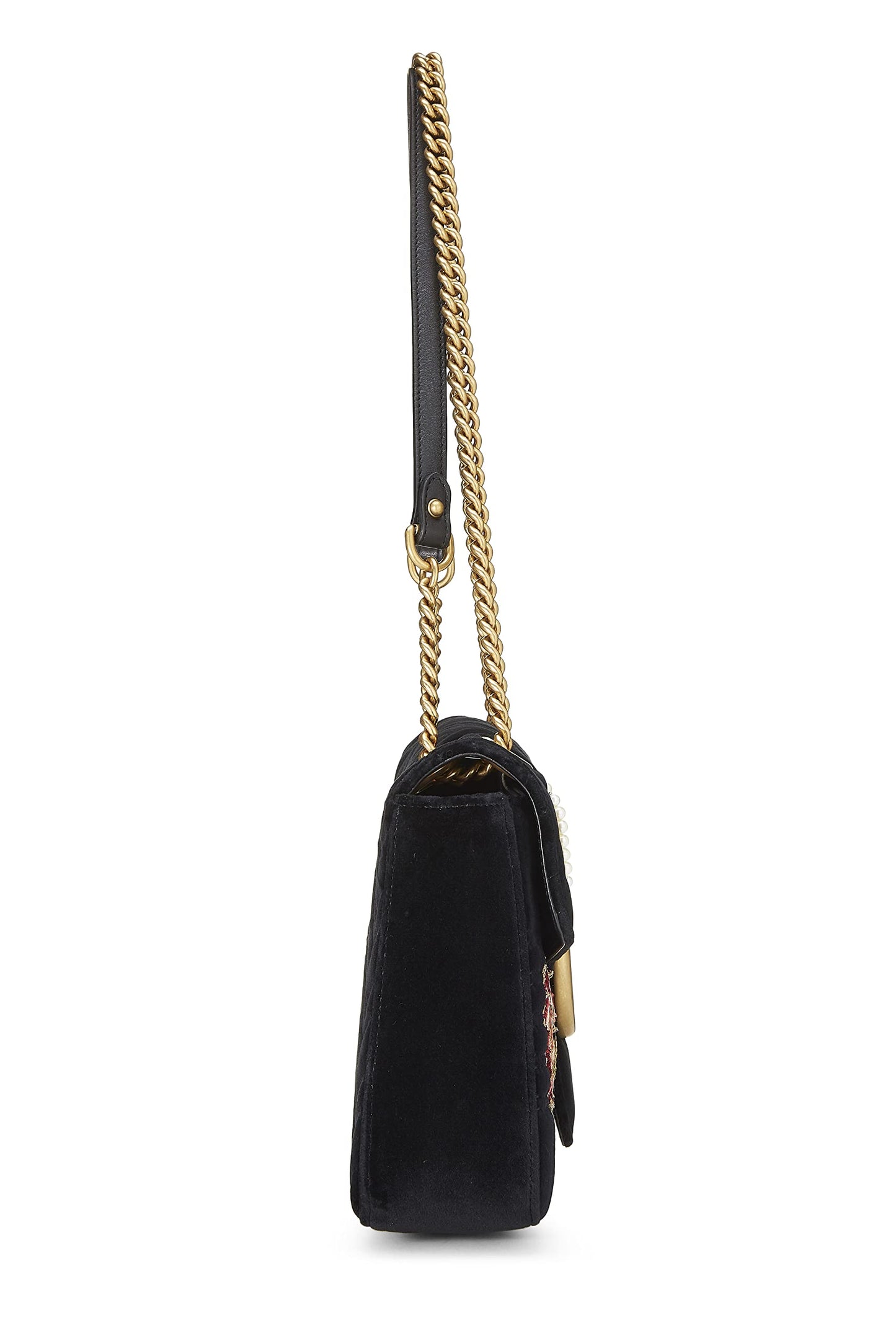 Gucci,  Black Velvet Marmont 'Loved' Shoulder Bag, Black