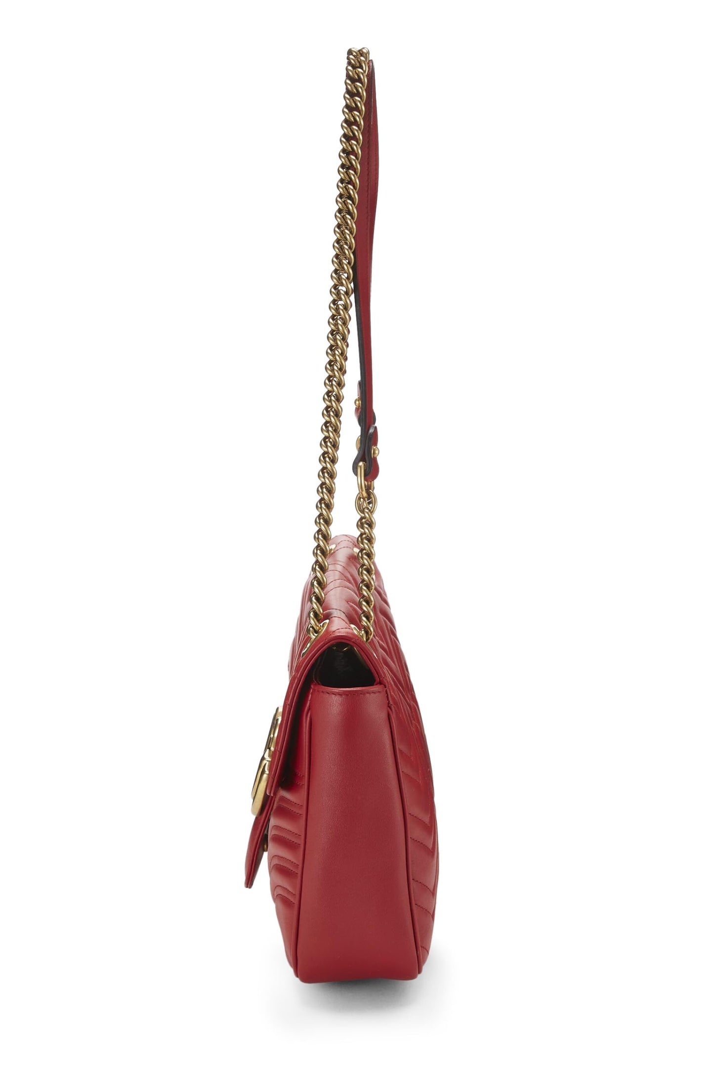 Gucci,  Red Leather GG Marmont Matelassé Shoulder Bag, Red