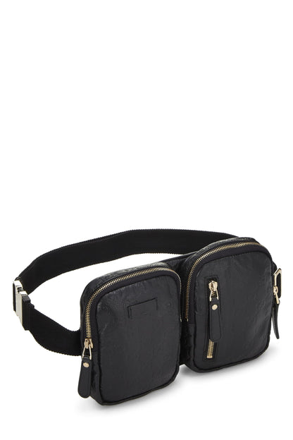 Gucci,  Black Guccissima Double Pocket Waist Pouch Small, Black