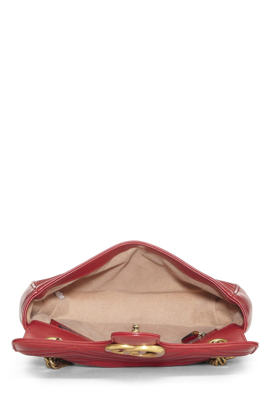 Gucci,  Red Leather GG Marmont Shoulder Bag Small, Red