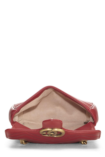 Gucci,  Red Leather GG Marmont Shoulder Bag Small, Red