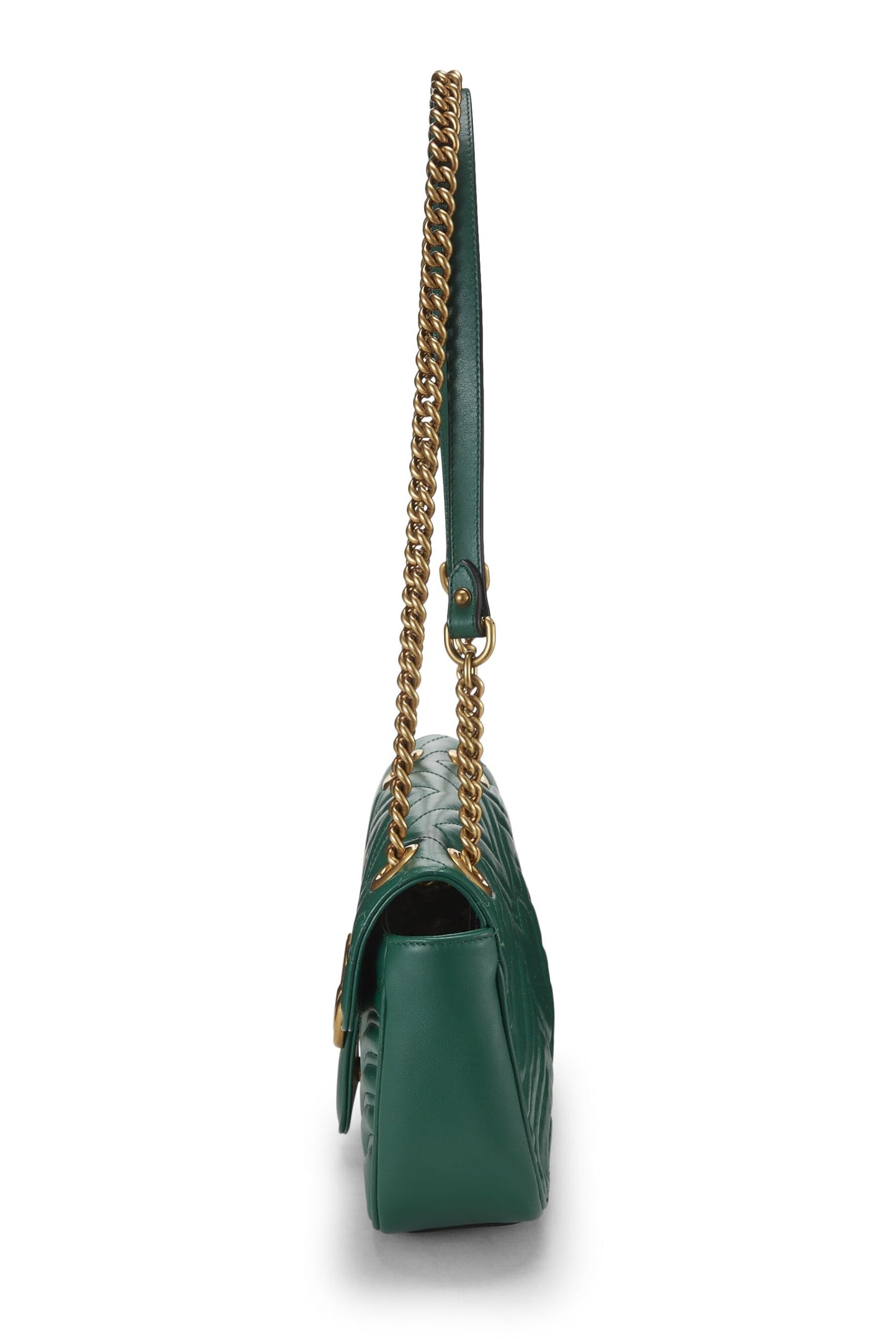 Gucci,  Green Leather GG Marmont Shoulder Bag Small, Green