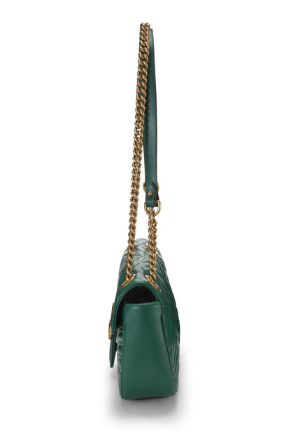 Gucci,  Green Leather GG Marmont Shoulder Bag Small, Green