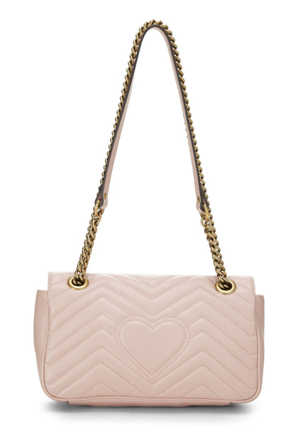 Gucci,  Pink Leather GG Marmont Shoulder Bag Small, Pink