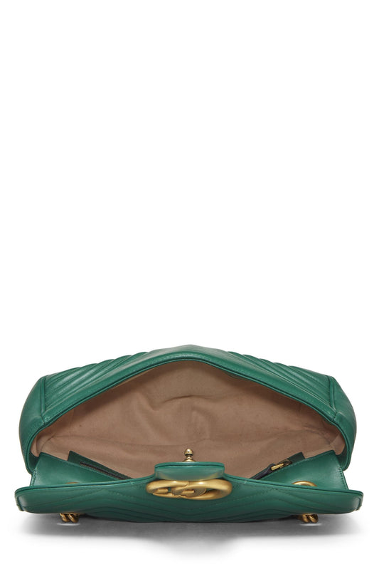 Gucci,  Green Leather GG Marmont Shoulder Bag Small, Green