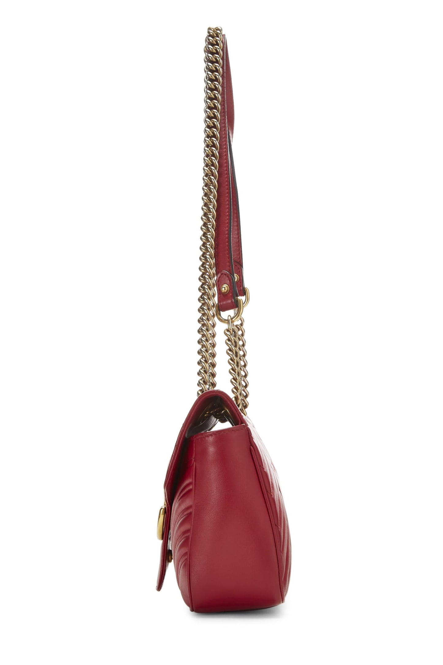 Gucci,  Red Matelassé Leather Marmont Shoulder Bag Small, Red