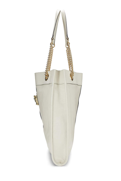 Gucci,  White Leather Web Rajah Tote Large, White