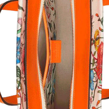 (WMNS) Gucci Metallic Interlock Double G Flowers Printing Canvas handbag White / Orange / Multicolor 550141-9ZIBX-8868