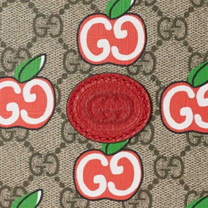 (WMNS) Gucci Apple Pattern Leather Canvas Shoulder Messenger Bag 'Ebony Red' 574886-2EVDG-8646