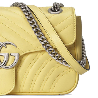 (WMNS) Gucci GG Marmont Series LeatherChain bag SatchelSingle Shoulder Bag Small MacaroonYellow 443497-DTDIY-7412