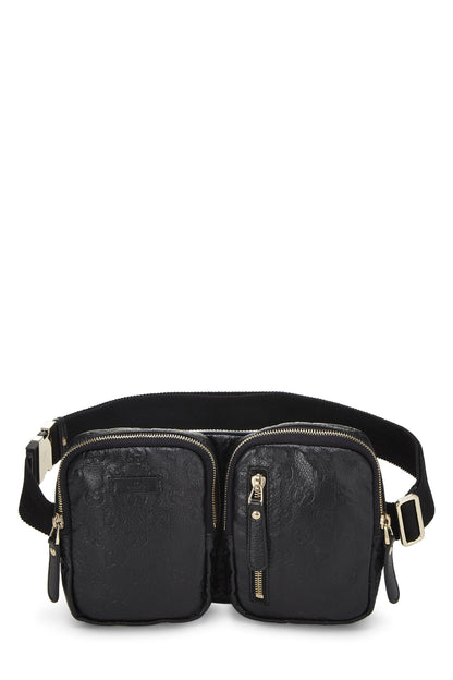 Gucci,  Black Guccissima Double Pocket Waist Pouch Small, Black