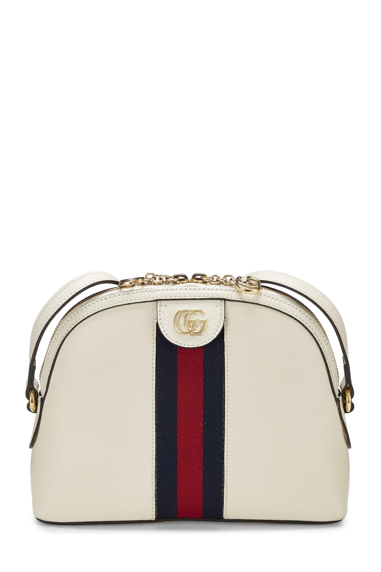 Gucci,  White Leather Ophidia Dome Shoulder Bag, White