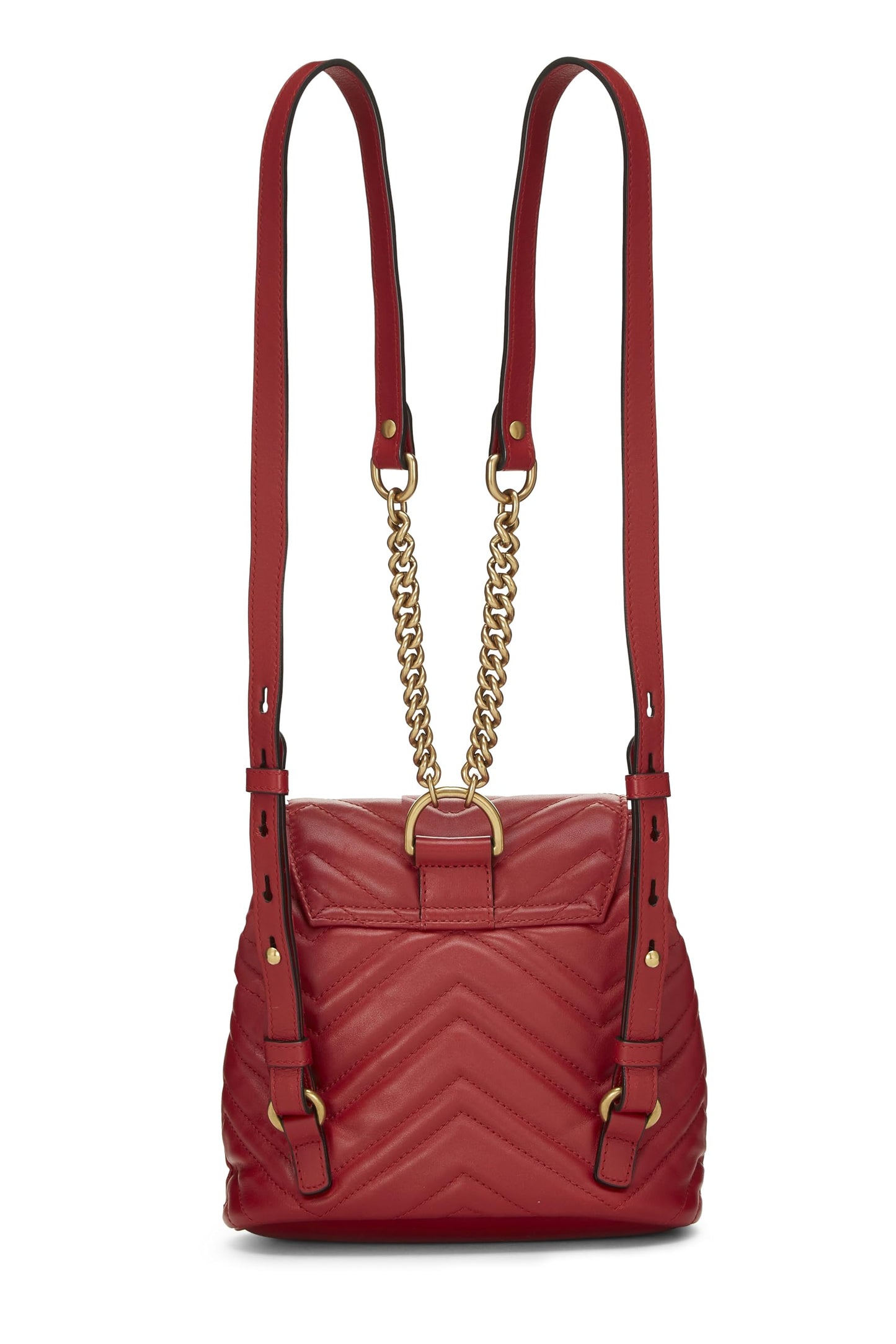 Gucci,  Red Leather GG Marmont Backpack Small, Red