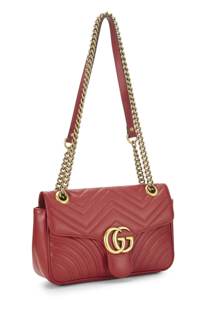 Gucci,  Red Leather GG Marmont Shoulder Bag Small, Red